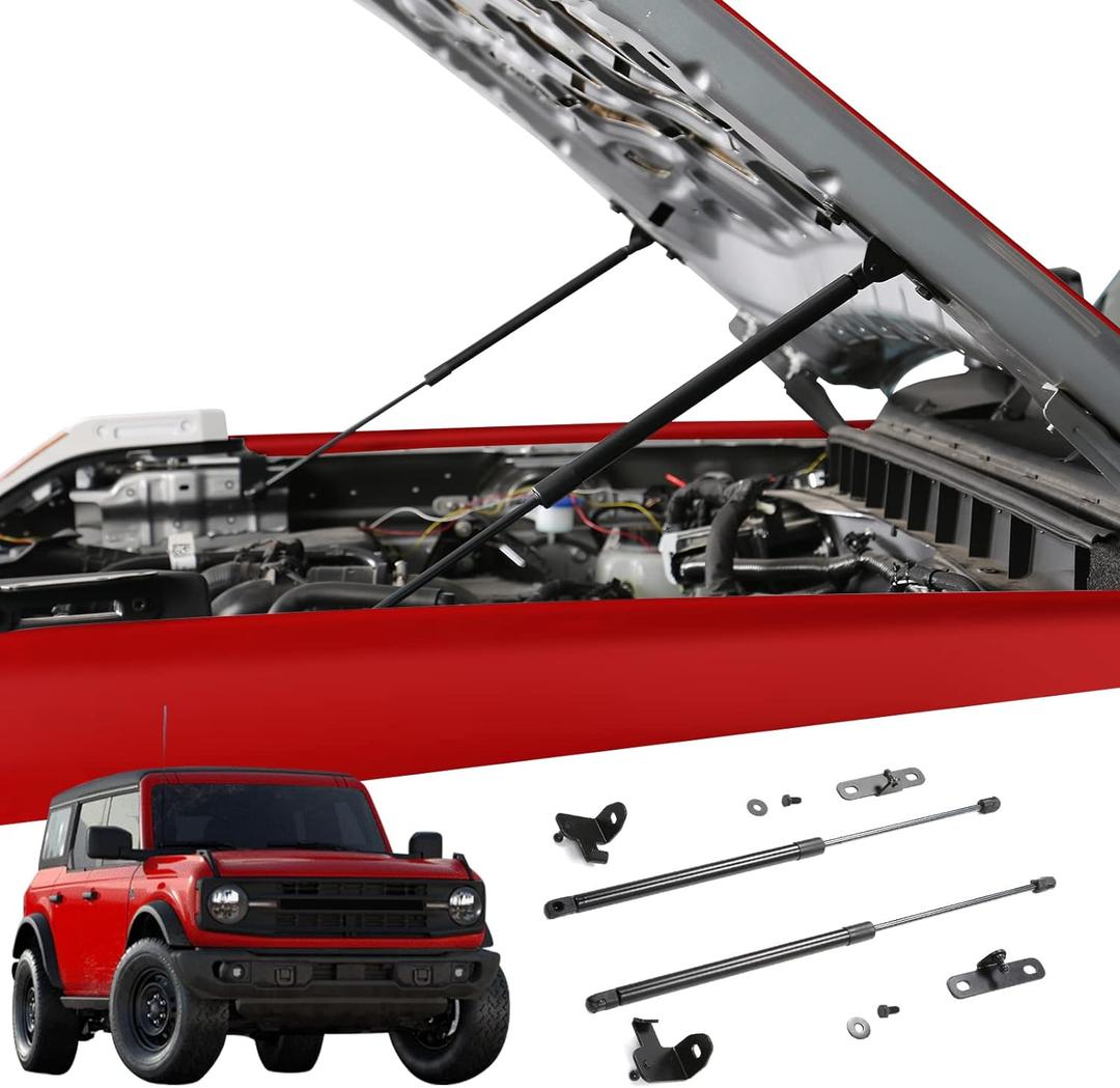 Mabett Front Bonnet Hood Lift Supports Upgraded Version for Ford Bronco Accessories 2021 2022 2023 2024 2/4-Door Shock Struts Gas Springs Shocks (Carbon Steel Black)