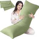 Cosybay Full Body Pillow Insert with Sage Green Pillowcase - Fluffy Long Bed Pillow for Adults - Firm Large Body Pillow with Washable Cover for Side and Back Sleepers - 20x54 Inch(Sage Green)