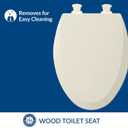 Bemis 1500EC Durable Wood Toilet Seat with Easy Clean Hinges, Made in USA, Elongated, Biscuit