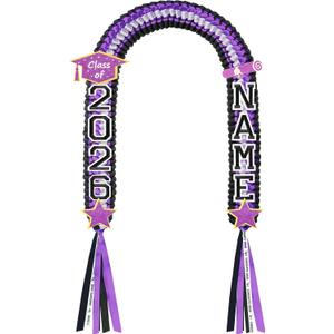 Juexica Graduation Lei Class of 2026, Graduation Ribbon Money Lei Personalized DIY Name Braided Necklace for Women Men Congrat Grad Party Gift Accessories(Purple,1 Set)