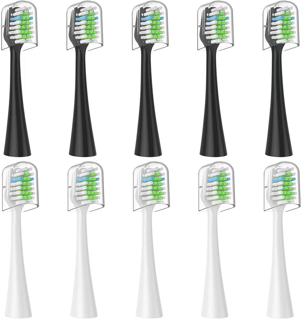 Replacement Toothbrush Heads 10 Pack Only for AquaSonic Duo and for Home Dental Center,5 Black+5 WhiteNot for AquaSonic Other Series