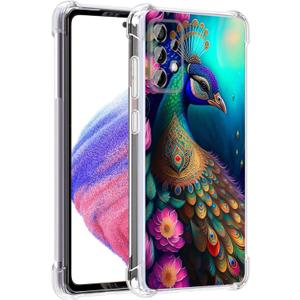 Galaxy A53 5G Case, Colorful Peacock Mandala Flowers Drop Protection Shockproof Case TPU Full Body Protective Scratch-Resistant Cover for Samsung Galaxy A53