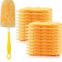 Duster Refills Bulk Compatible with Swiffer Dusters Swiffer Microfibre dust Cleaner for Cleaning Home, Office, Furniture (Yellow, 20 PCS (360)+Handle)