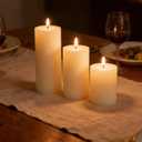 3 Packs Thick Ribbed Pillar Candles, 4/6/8 Inch Soy White Pillar Candles Set, White Votive and Emergency, Smokeless&Dripless Large Round Decor for Wedding/Home/Office