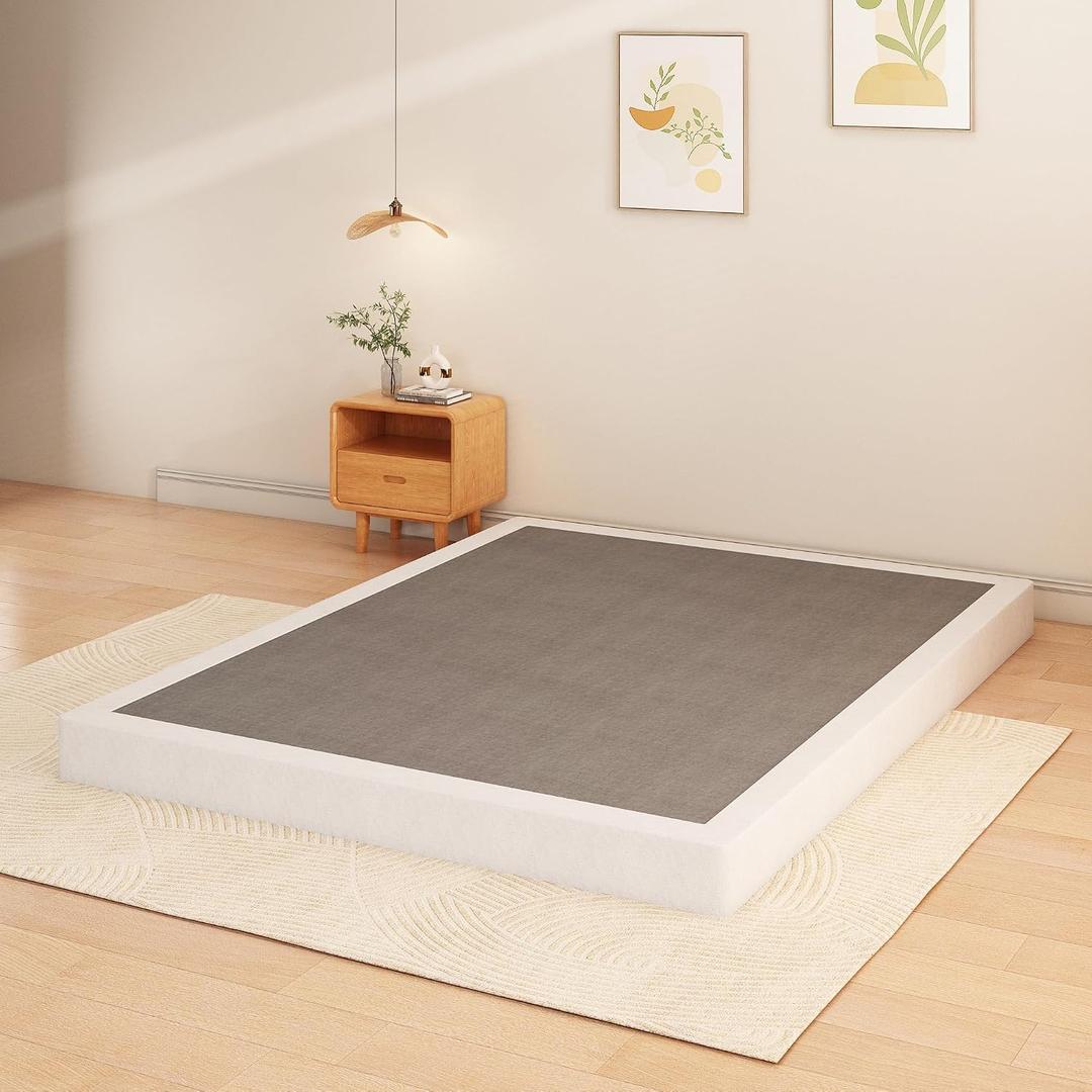5 Inch Box Spring Full, Low Profile Metal Mattress Foundation | Full Size Box Spring Only, Heavy Duty Steel Support, Fabric Cover, Noise Free, Easy Assembly, Low Profile, Black