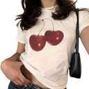 Baby Tees Y2k Shirt 2000s Fashion Cute Shirts 90s Outfit Woman Graphic Tees Y2k Vintage Clothes, Size L