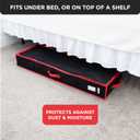 HOLDN STORAGE Premium Wrapping Paper Storage Container - Durable 600D Tear-Proof, Fits 27 Rolls Gift Wrap, Extra Pockets for Ribbons & Bows, Underbed Storage - Ideal for Holiday Christmas, Black (Black/Red Trim)