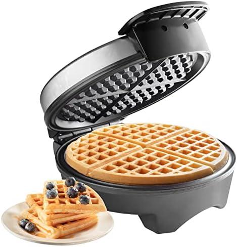 Waffle Maker by Cucina Pro- Griddle Makes 7 Inch Thin, American Style Waffles for Breakfast- NonStick Waffler Iron w Adjustable Temperature Control & Recipe Guide, Easy Use Kitchen Appliance Essential