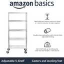 5-Shelf Adjustable, Heavy Duty Storage Shelving Unit on 4" Wheel Casters, Easy to Move Portable Wire Shelving, No Tools Needed for Easy Assembly, 30" x 14" x 64.8", Chrome