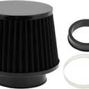 Engine Air Filter 76mm/63mm High Flow Cylinder Clamp-On Cold Air Intake Filter Closed-Top Cool Air Filter Cleaner 1 Clamp, 1 Adapter Black for Car