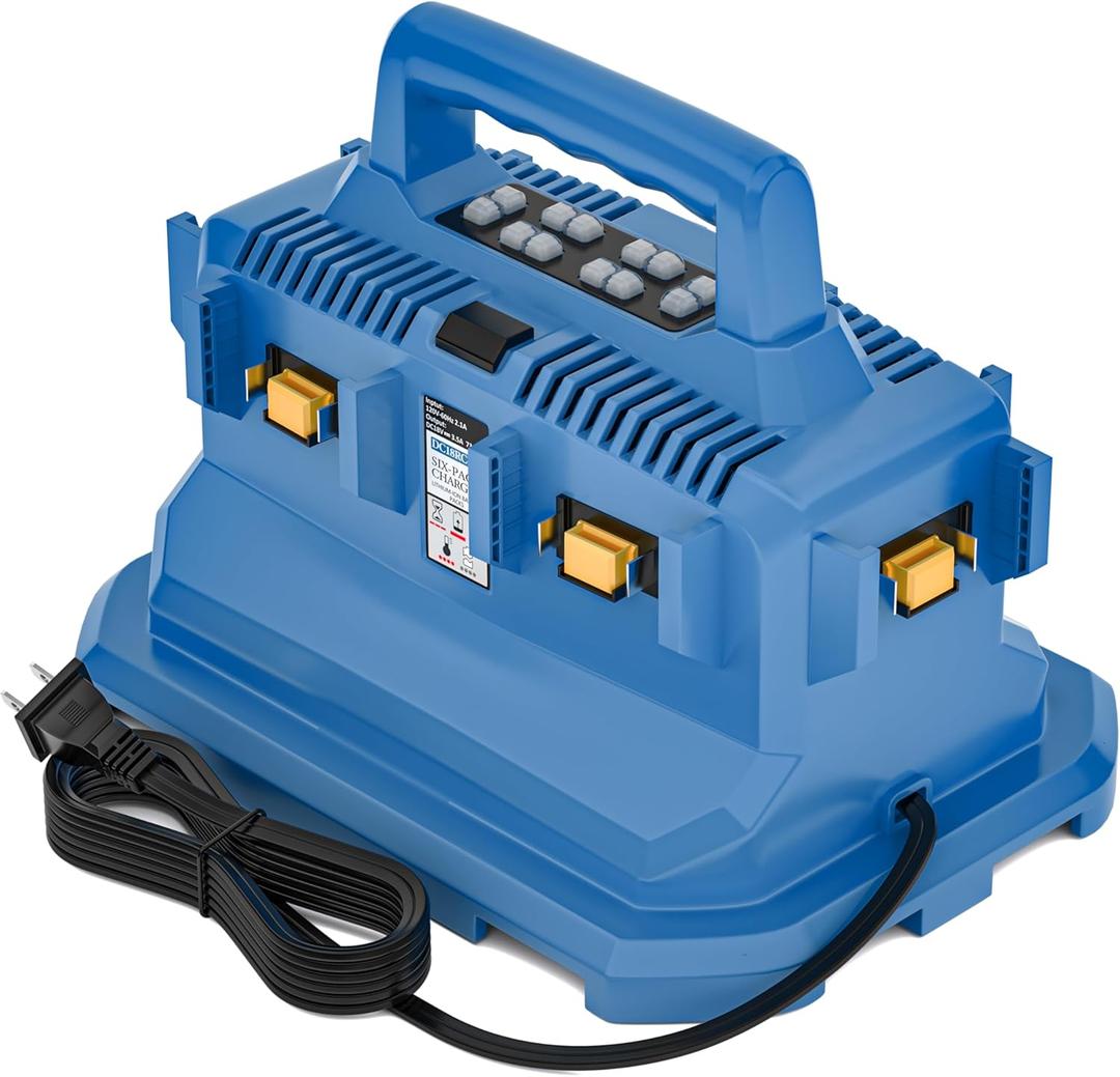 18V Rapid Battery Charger 6-Ports,Replacement for Makita 18V Charger Station DC18RC DC18RD DC18RF DC18SF,Compatible with Makita 14.4V-18V Battery BL1820 BL1830 BL1840 BL1850 BL1860