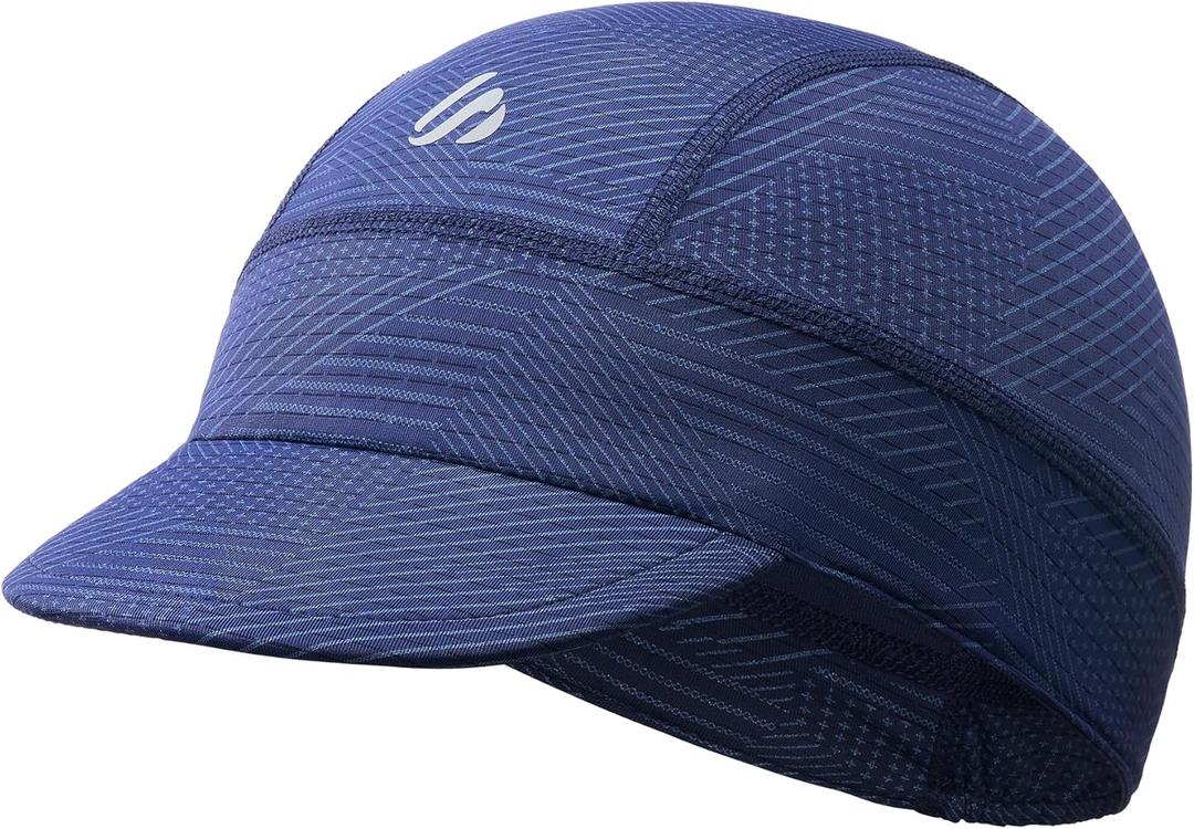 SAITAG Cycling Cap, Bike Skull Cap Helmet Liner with Sun Visor, Sun Protection Running Hat for Men Women Under Helmet Royal Blue