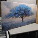 Glvzygy Blue Tree of Life Wall Art Abstract Modern Artwork Canvas Painting Textured Tree Pictures Wall Decor Home Decor Wall Ready to Hang for Bedroom Living Room Size 29"x58"