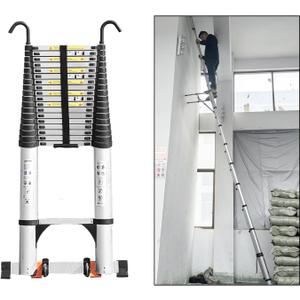 JADDUO Telescoping Ladder,27.9 FT Extension Ladder,Aluminum Lightweight Telescopic Ladder with 2 Triangle Stabilizers, Telescoping Attic Ladders RV Ladders for Travel