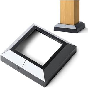 AJOVW 4-Pack 4x4 Post Base Cover (4“ Post x 6.5” Base) - Aluminum Split Deck Post Cover, Weatherproof Protective Cap for Bottom of Deck, Balcony, Railing, Stair, and Porch Posts (Black)