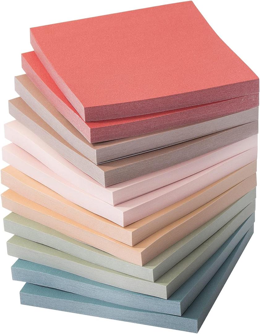 Mr. Pen- Sticky Notes, 3"x3", 12 Pads, Vintage Colors, Self-Stick Pads, Aesthetic, Colorful, Bulk
