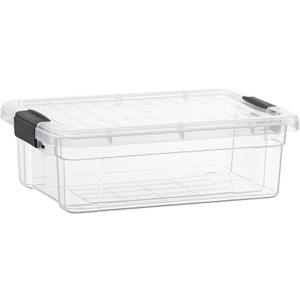 Superio 13.7 Qt Clear Plastic Storage Bins with Lids and Latches, Organizing Containers, Stackable Plastic Bin for Home, Garage, School, and Office (17.5" x 12" x 5.25")