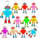 24 Packs Bulk Robots Mini Pop Fidget Keychain,Boys and Girls Kids Birthday Party Favors Supplies Classroom Students Bubble Prize