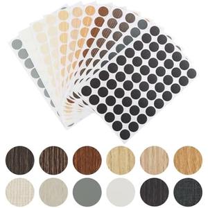 BIDEX 648PCS Screw Hole Cover Stickers – 11 Colors Self-Adhesive PVC Wood Grain Furniture Hole Covers, 21mm Waterproof Caps for Cabinets, Desks, Wardrobes, Scratch Repair & Decoration