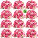 ASTRYAS 12Pcs Pink Artificial Flowers, Fake Peonies Silk Peony Faux Flowers for Decoration DIY Bridal Bouquet Centerpiece Table Wedding Party Home Decor Floral Arrangement(Pink)