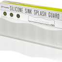 Silicone Sink Splash Guard - Water Splash Guard for Kitchen, Island and Bathroom - Secure Non-Slip Suction Cup Base - Dishwasher Safe, White (17.4 x 1.7 x 3.6")