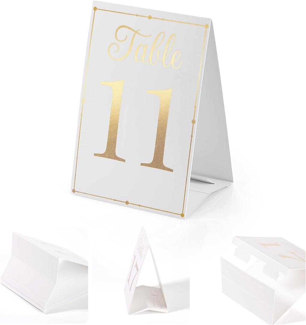 Gold Table Numbers 1-20 for Wedding Reception Decorations, Self-Standing Double-Sided Wedding Table Signs, Numbers for Tables, Perfect for Party, Birthday, Bridal Shower Decorations, Events