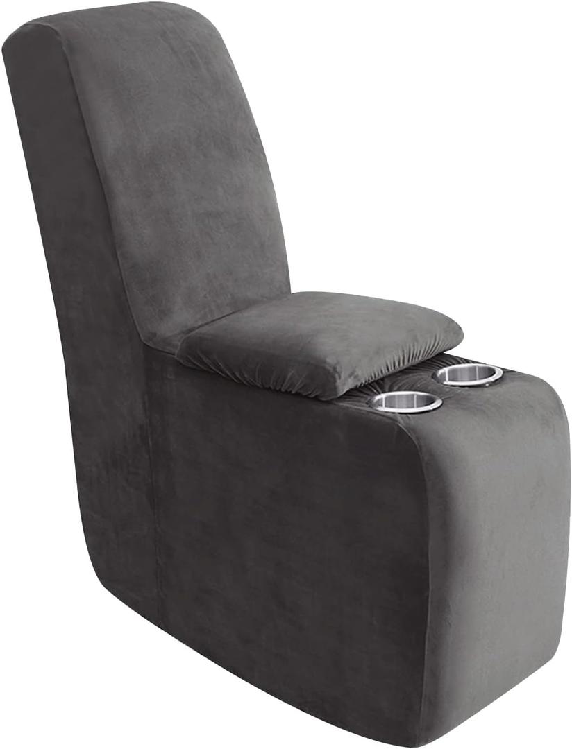 ULTICOR 7-Piece L Shape Sectional Recliner Sofa Covers, Velvet Stretch Reclining Couch Covers for Reclining L Shape Sofa, Thick, Soft, Washable (Dark Grey, 1 Console Cover)