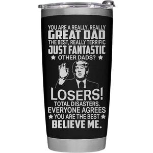 2 x Christmas Gifts for Dad from Daughter, Son, Wife - Dad Gifts for Christmas - Funny Present for Fathers on Birthday, Xmas - Insulated Stainless Steel Tumbler 20oz