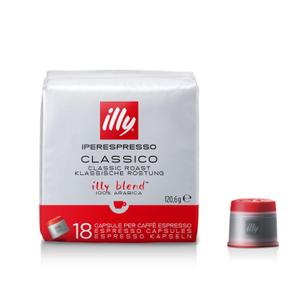 illy Coffee IperEspresso Capsules, Classico Medium Roast Coffee Pods, 100% Arabica, Premium Italian Blend, 18 Count, 1 Pack (EXP 10/31/27)