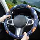 Astrology Sun Moon Celestial Steering Wheel Cover Auto Steering Wheel Protector, Anti-Slip, Breathable, Absorbing Sweat, Universal Car Accessories 14.515 inch,Fit for Most Car, Trucks, SUV