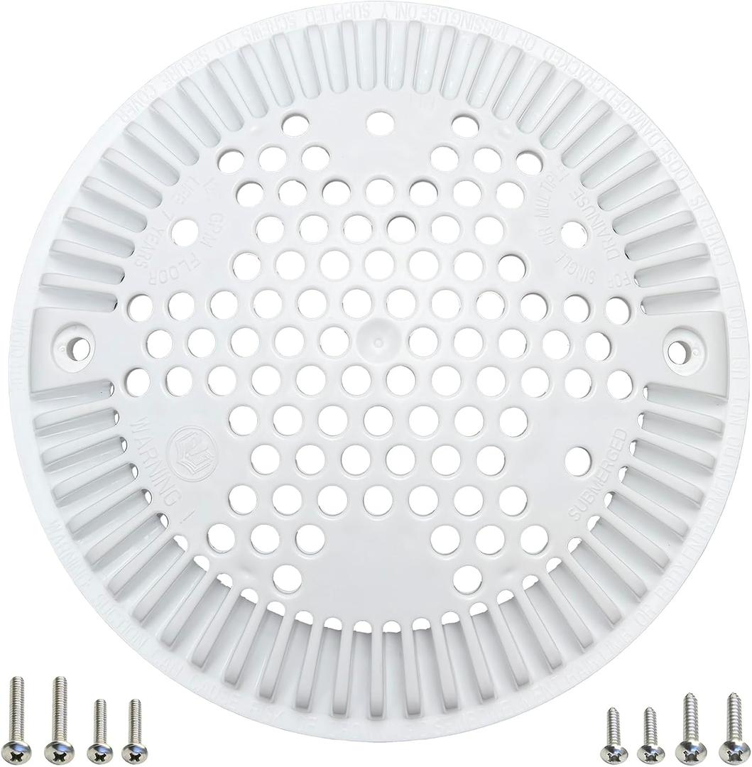 WG1048E White Pool Main Drain Cover Replacement Compatible with WG1048E for Suction and Dual Outlet Cover Replacement for Pools