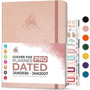 Clever Fox Planner PRO Dated (Jan 2026–Jan 2027) Weekly & Monthly Life Planner to Increase Productivity, Time Management and Hit Your Goals – Organizer, Gratitude Journal – A4 Size (Rose Gold)