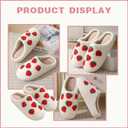 Women Men Plush Strawberry Slippers Cute Fuzzy Slippers Non-Skid Winter Warm Cozy House Indoor Outdoor Shoes (5-6 Women/4.5-5 Men)
