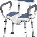 Shower Chair for Inside Shower U-Shape Seat,450lb Heavy Duty Shower Chair for Elderly and Disabled,Padded Armrests and Back,Height Adjustable Bath Chairs for Seniors Handicap,Easy Assembly, Steel Blue 
