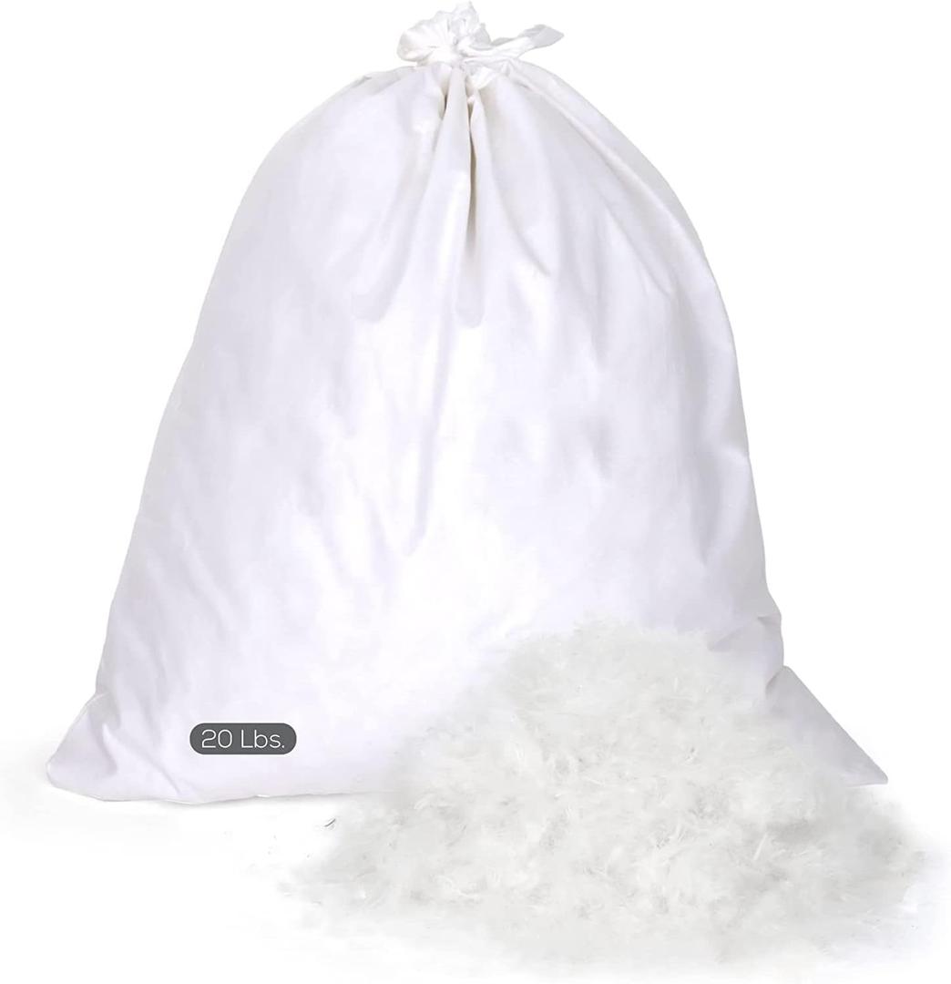 Bulk 50/50 Goose Down Feather Blend - Gray - Premium Quality Fill for Pillows, Bed,Throw, Couch, Side Sleeper Pillow - RDS Certified - 20 lbs