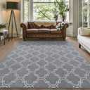 Amearea Fluffy Indoor Area Rug, Soft Trellis Moroccan Rugs for Bedroom, Shag Modern Area Rug for Living Room Kids Room Nursery, Easy Clean, Home Decor Low Pile Carpet, Light Gray 5x7 Feet