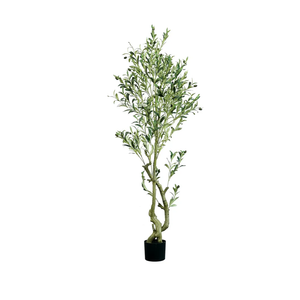 Artificial Olive Tree, 5FT Tall Fake Olive Trees for Indoor, Faux Olive Silk Tree for Home Office Decor, Fake Potted Tree with Natural Wood Trunk & Lifelike Fruits, Olive Plants for Gift