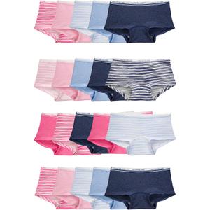 Fruit of the Loom Girls' Cotton Boyshort Underwear (14, 20 Pack - Fashion Assorted)