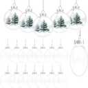 Gloreyan 24PCS Clear Plasitc Discs Ornaments,3.15 Inch Clear Flat Fillable Hanging Ornament Ball Transparent Fillable Ornaments Balls for DIY Craft Projects Wedding Christmas Tree Home Decor