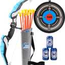 PowerTRC Kids Bow and Arrow Set, Bow and Arrow Set for Kids 8-12  Kids Archery Set with Target Practice LED Light Up with 10 Suction Cup Arrows & Quiver Outdoor Play Toys (Blue)