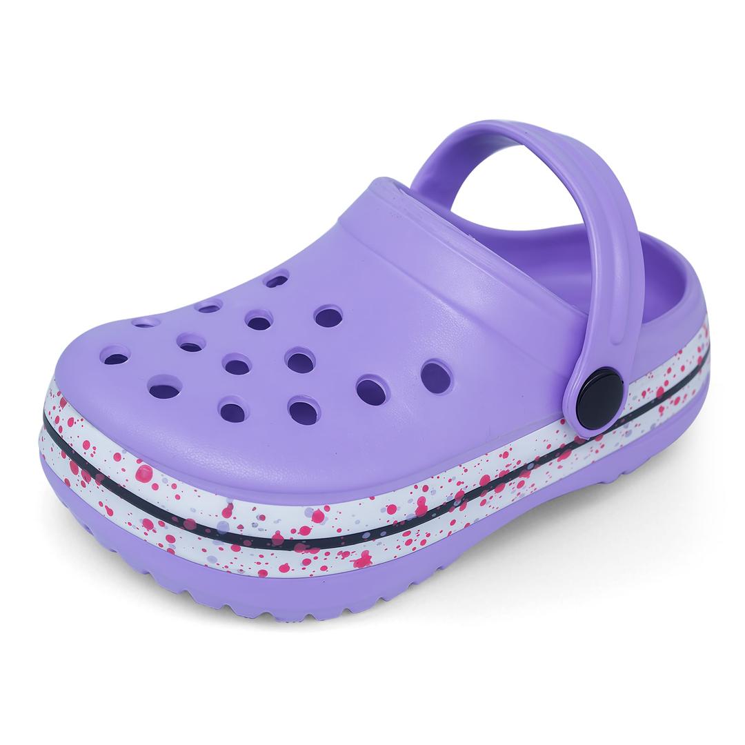 Toddler Girls Boys Clogs Stripe Band Classic Garden Clogs Children Little Kids Slip on Slides Sandals Slippers Indoor Outdoor Shower Beach Pool Water Shoes Purple (Purple)