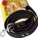 ADITYNA Leather Dog Leash 6 ft x 3/4 inch - Soft, Strong, Heavy Duty for Large & Medium Breeds - Dog Lead for Walking, Training, Hiking and Running (Black)
