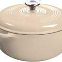Lodge Essential Enamel Cast Iron Dutch Oven with Lid 7.5 Quart - Oven-Safe Enamel Cookware up to 500 F - Heat-Retaining Braising & Roasting Pot - Non-Toxic Cookware - Sandalwood