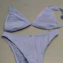 ZAFUL Bikini Sets for Women Triangle Textured Plunging High Cut Cheeky Bikini Swimsuits Two Piece Bathing Suits Size S