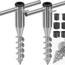 Beach Umbrella Sand Anchor, Heavy Duty Screw Anchor for Sand & Grass, Portable In-Ground Windproof Base with 3 Sleeve Design, Fully Welded Holder Fits 1" to 2" Outdoor Umbrella Poles, 2 Pack
