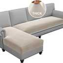 H.VERSAILTEX Fleece L Shaped Couch Cover 2 Piece Stretch Couch Covers for Sectional Sofa Thick Soft Sofa Cover for Dogs Feature Comfortable Durable Fabric, (3 Seater + 1 Chaise, Island Fossi)