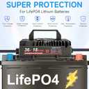 36V (43.8V) 18A Lithium Battery Charger, IP67 Waterproof Smart Charger, Overcharge & High-Temp Protection Trickle Charger for 36V (38.4V) Golf Cart RV Forklift Truck Boat Home LiFePO4 Battery