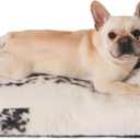 Bedfolks Plush Waterproof Dog Crate Bed, Faux Fur Kennel Pad, 35"x23", Black-white cowhide