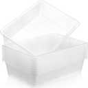 Hoteam 10 Pcs Flat Storage Organizer Tray Bin Letter Size Paper Tray for Classroom Plastic Stackable File Organizer for School Office Teacher Book Organization Clear, 13.78 x 9.84 x 3.15 Inch