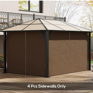 Outsunny 4 Pack Replacement Gazebo Curtains Privacy Panel for Most 3 x 4m Gazebo Canopy Pavillion Outdoor Shelter Sidewalls Accessories Dark Brown